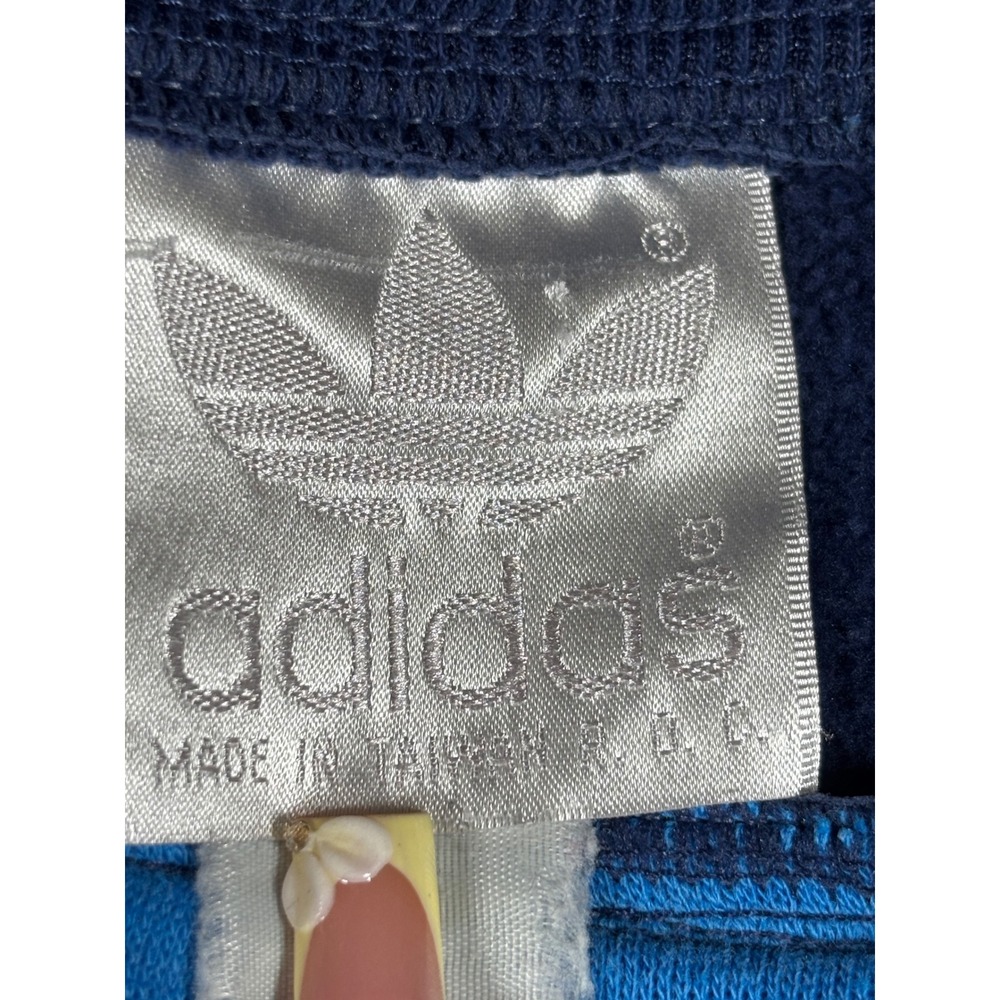 Vintage Adidas Trefoil Sweatshirt Mens Blue Striped Colorblock Crewneck 6195 - Picture 2 of 8